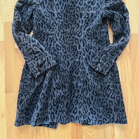 NANETTE LEPORE Grey Animal Print Corduroy Mod Trench Coat sz: 4 Amazing!!! - Picture 5 of 6
